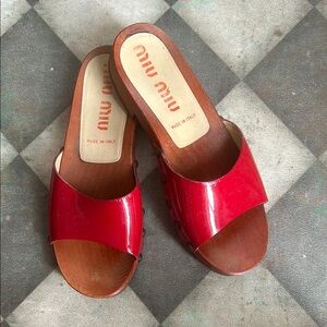 Miu Miu Women's Red Slide Sandals